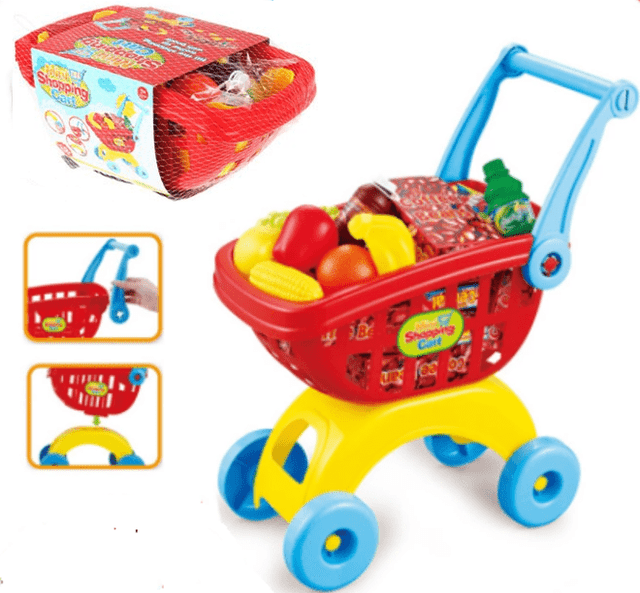 עגלת סופר אדום בנים כולל פירות בקופסא מעוצבת 30 ס"מ