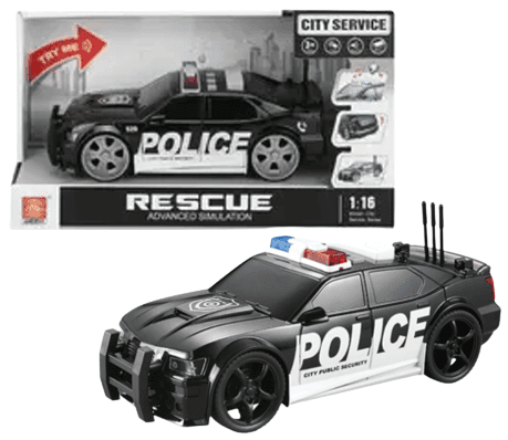 מכונית משטרה שחור כולל צלילים ואורות גודל 24 ס"מ כולל סוללות