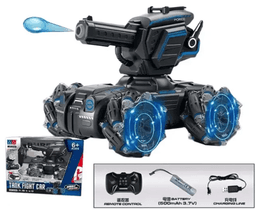 טנק שלט יורה כדורי ג'לי משתולל 8 כיוונים גודל 17 ס"מ כולל אורות מטען