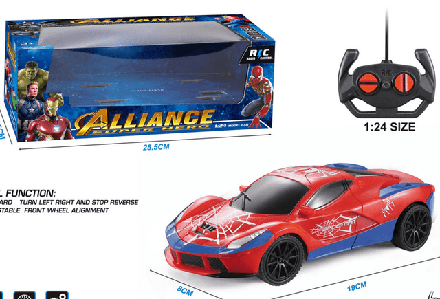 מכונית שלט פרארי עכביש 4 כיוונים גודל 19 ס"מ