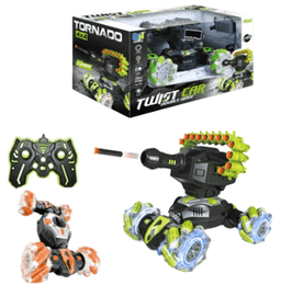 תולעת שלט מכונת ירייה משתולל 8 כיוונים גודל 17 ס"מ כולל אורות מטען