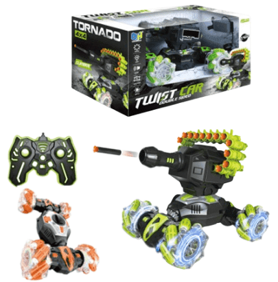 תולעת שלט מכונת ירייה משתולל 8 כיוונים גודל 17 ס"מ כולל אורות מטען