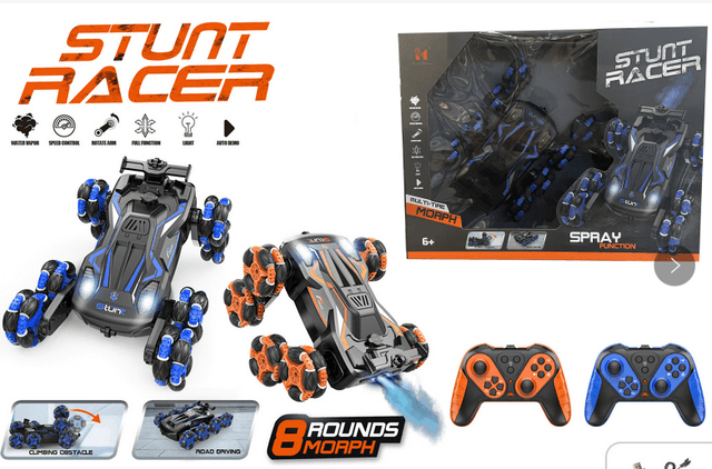 מכונית שלט 8 גלגלים משתוללים לכל הכיוונים מוציא עשן