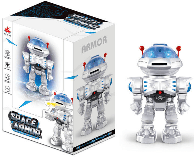 רובוט חייזר יורה דיסקיות על שלט כולל מוזיקה ואורות