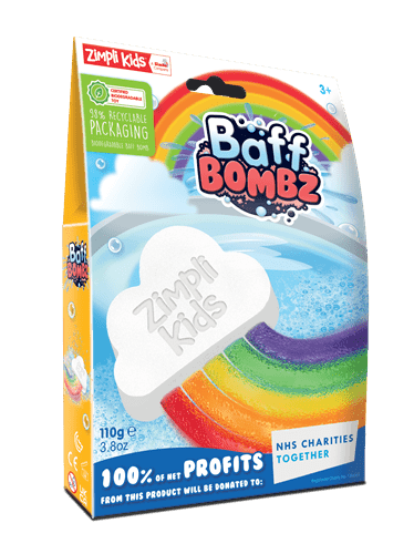 זימפלי Zimpli - פצצת אמבטיה קשת בענן Rainbow Baff Bomb