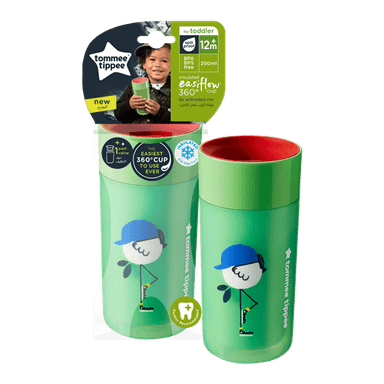 כוס 250 מ"ל 12m+ מסדרת 360 Tommee Tippee Easiflow חסינת דליפות - ירוק