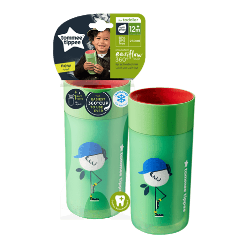 כוס 250 מ"ל 12m+ מסדרת 360 Tommee Tippee Easiflow חסינת דליפות - ירוק