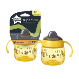 כוס אימון צהובה 190 מ"ל לפעוטות 4m+ עם פיה חסינת דליפות Tommee Tippee Superstar Sippee
