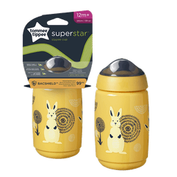בקבוק מים צהוב 390 מ"ל לפעוטות 12m+ עם פיה חסין דליפות Tommee Tippee Superstar Sipper