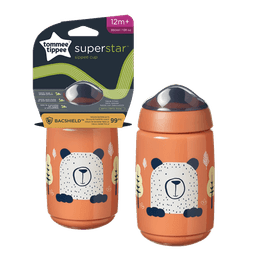 בקבוק מים כתום 390 מ"ל לפעוטות 12m+ עם פיה חסין דליפות Tommee Tippee Superstar Sipper