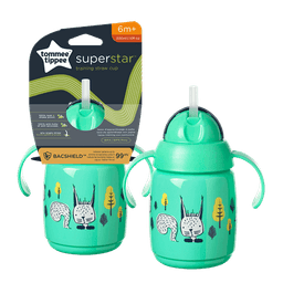בקבוק אימון ירוק 300 מ"ל לפעוטות 6m+ עם קש חסין דליפות Tommee Tippee Superstar