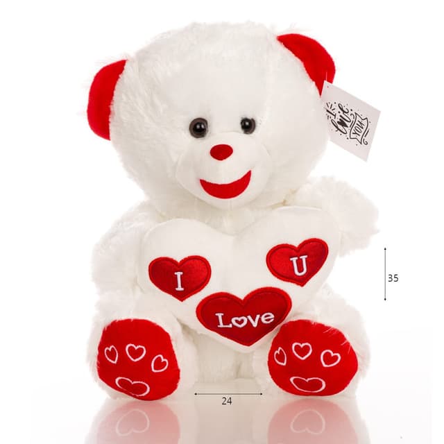דובי לבן 35 ס”מ עם לב לבן