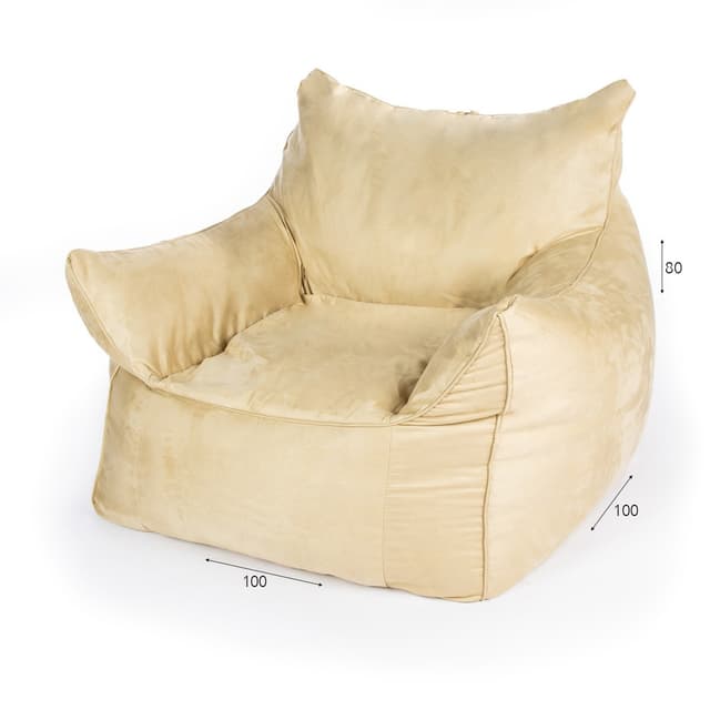 פוף כורסה זמש קטיפה 80*100*100 ס”מ בז’