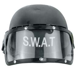 קסדת שוטר שחורה SWAT איכותית פלסטיק קשיח