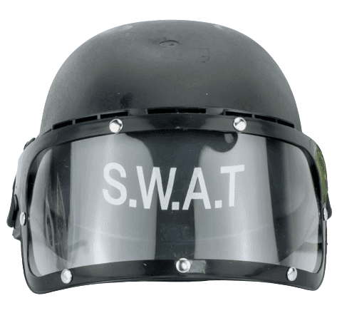 קסדת שוטר שחורה SWAT איכותית פלסטיק קשיח