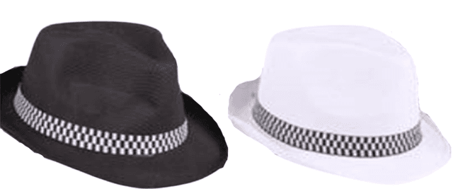 כובע גנגסטר עם פס שחור לבן