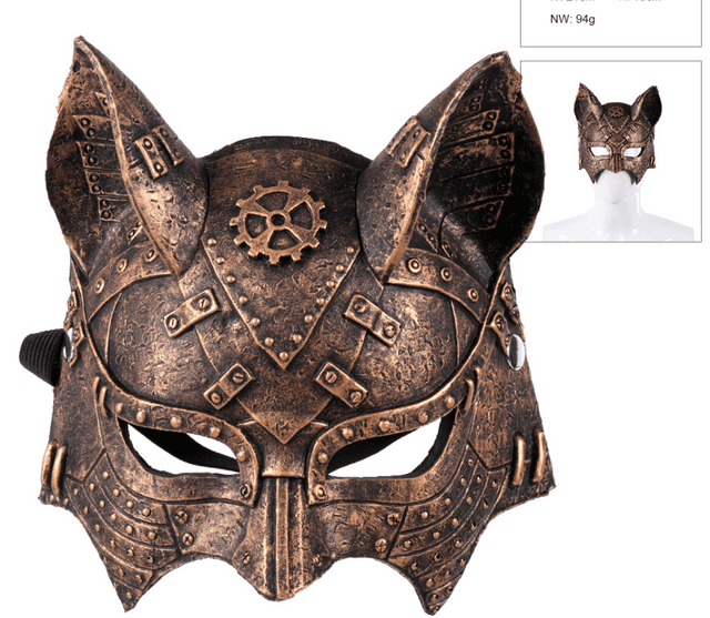 קסדת לוחם חתול נחושת מפוארת מחומר גומי רך ע