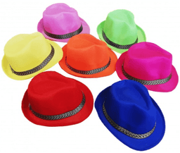 כובע גנגסטר זוהר עם פס מיקס צבעים / מבצע פורימי בהגזמה - המחיר כולל 6 יחידות מהמוצר הנ"ל