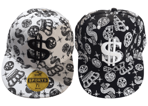 כובע ראפר דולר שחור לבןמבצע פורימי בהגזמה - המחיר כולל 6 יחידות מהמוצר הנ"ל