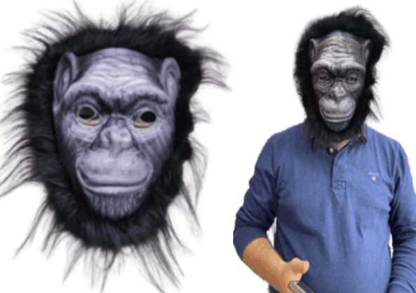 מסכה גורילה עם שיער איכותי על כארד/ 6 יחידות במארז