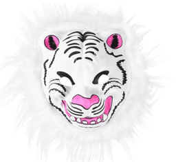 מסכה זאב לבן עם שיער על כארד/ 6 יחידות במארז