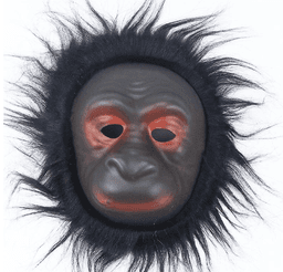 מסכה גורילה עם שיער על כארד/ 6 יחידות במארז