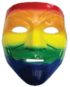 מסכת זי אנונימוס צבעוני בשקית PVC עם כארד/ 6 יחידות במארז