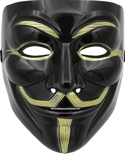 מסכת זי אנונימוס שחור זהב בשקית PVC עם כארד/ 6 יחידות במארז