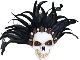 מסכה שלד אינדיאני בשקית PVC עם כארד / 6 יחידות במארז