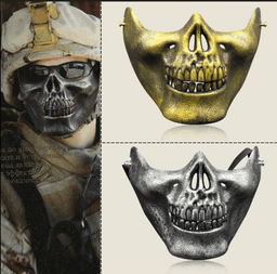 מסכה חצי פנים שלד זהב כסף על כארד/ 6 יחידות במארז