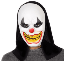 מסכה ליצן מפחיד עם מטפחת בשקית PVC עם כארד / 6 יחידות במארז