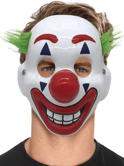 מסכה ליצן בשקית PVC עם כארד / 12 במארז