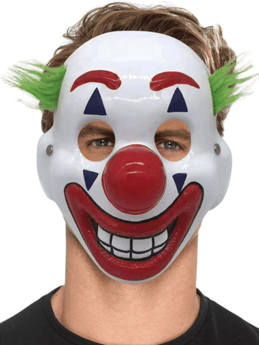 מסכה ליצן בשקית PVC עם כארד / 12 במארז