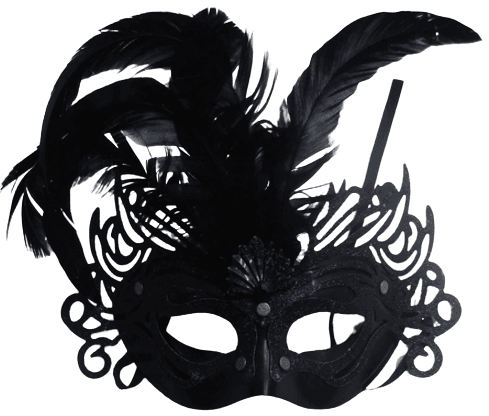 מסכה ונציה מעוצבת עם נוצות בשקית PVC עם כארד / 6 יחידות במארז