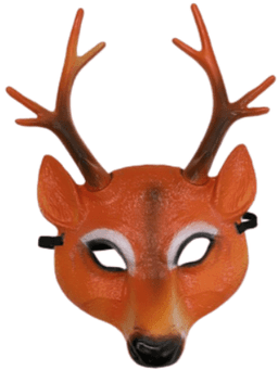 מסכה במבי פלסטיק על כארד/ 6 יחידות במארז