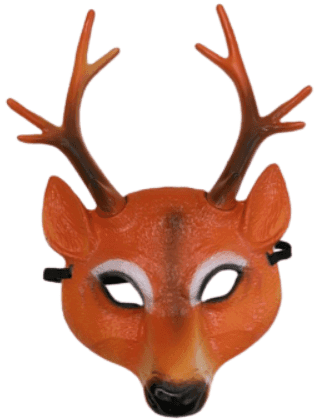 מסכה במבי פלסטיק על כארד/ 6 יחידות במארז