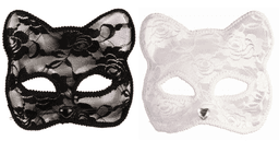 מסכה חתול תחרה בשקית PVC עם כארד מיקס 2 לבן 4 שחור/ 6 יחידות במארז