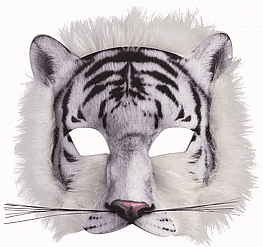 מסכה נמר לבן עם פרווה מחומר EVA על כארד/ 6 יחידות במארז