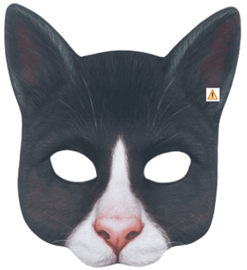 מסכה חתול שחור מחומר EVA על כארד/ 6 יחידות במארז