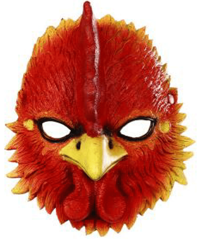 מסכה תרנגול מחומר גומי רך על כארד תלייה / 2 יחידות במארז