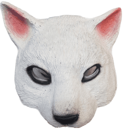 מסכה חתול לבן מחומר גומי רך על כארד תלייה / 2 יחידות במארז