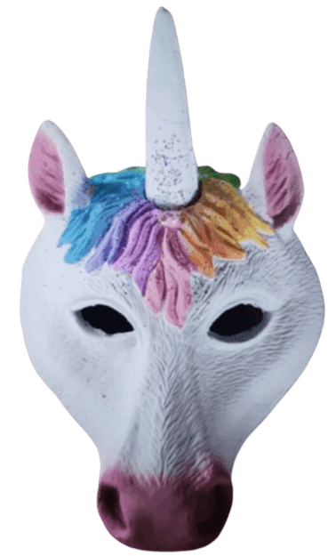 מסכה סוס חד קרן איכותית מחומר גומי רך על כארד תלייה / 2יחידות במארז