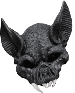 מסכה עטלף שחור מחומר גומי רך על כארד תלייה / 2 יחידות במארז