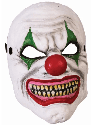 מסכה ליצן מפחיד כועס מחומר PU איכותי על כארד / 2 יחידות במארז