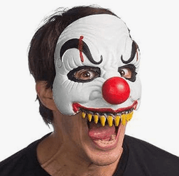 מסכה ליצן מפחיד שיניים מחומר PU איכותי על כארד / 2 יחידות במארז