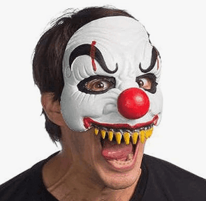 מסכה ליצן מפחיד שיניים מחומר PU איכותי על כארד / 2 יחידות במארז