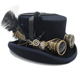 כובע מגבעת עם משקפי מידברן ונוצה