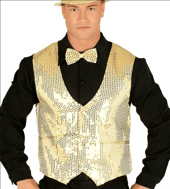 ווסט קוסם פאייטים זהב בשקית PVC עם כארד