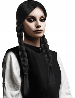 פאה שחורה עם צמות 180 גרם בשקית PVC עם קולב