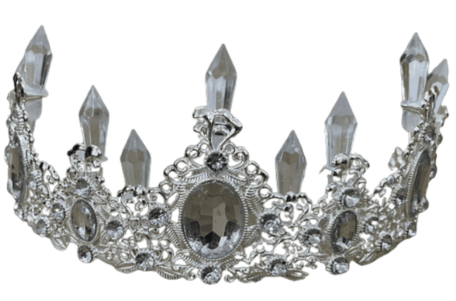 כתר נסיכת הקרח מתכת מפואר כסף עם יהלומי קרח
